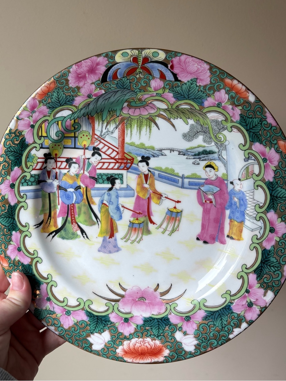 Vintage Rose Mandarin Chinoiserie Plate